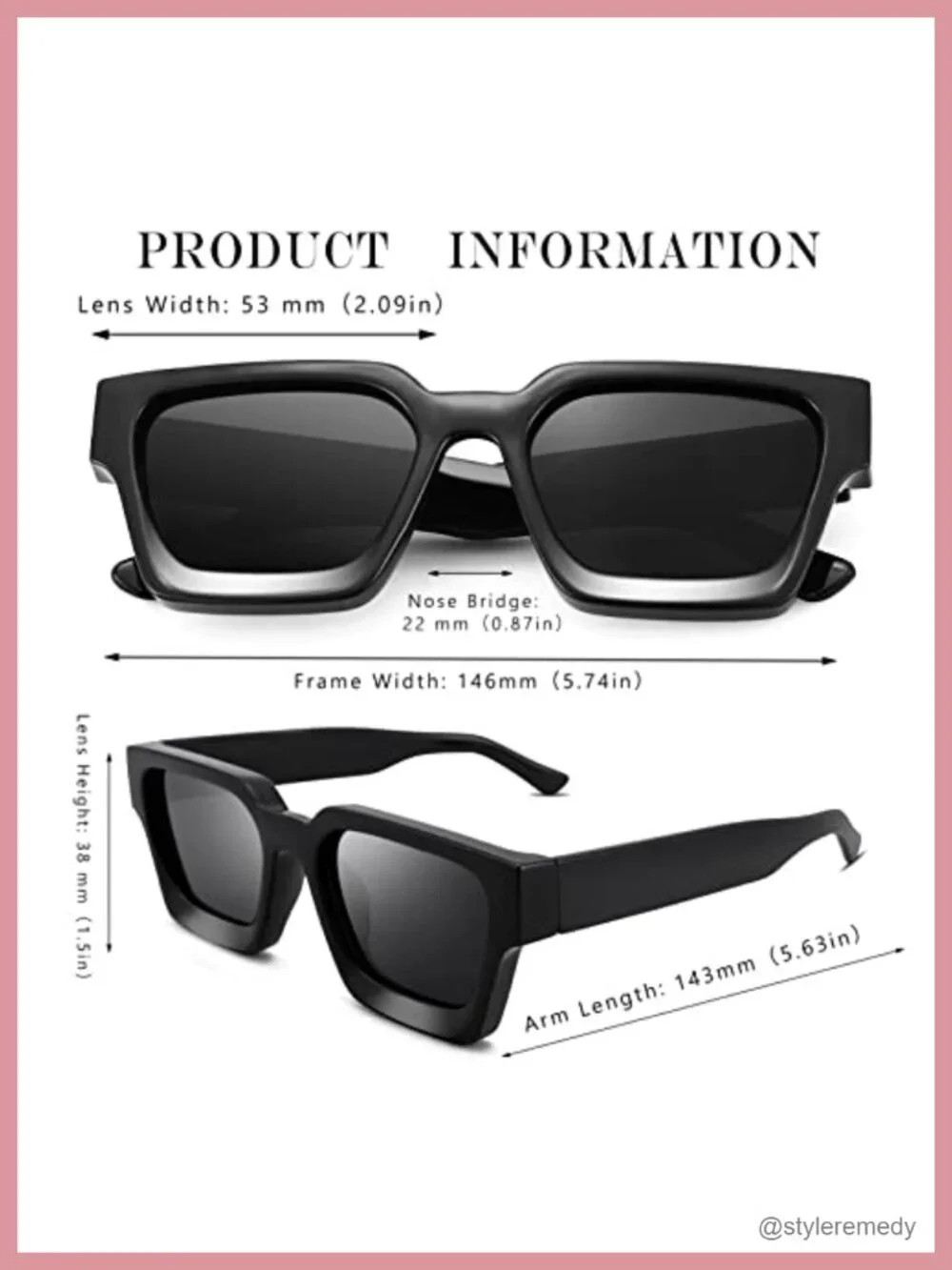 Thick Rectangle Sunglasses Retro Chunky 90s UV400 Protection Unisex